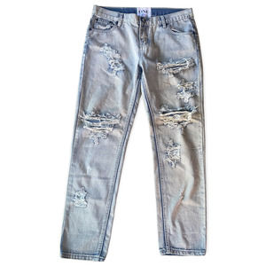 ONE by One Teaspoon Awesome Baggies Jeans Distressed Ripped Tapered Roll Cuff 28